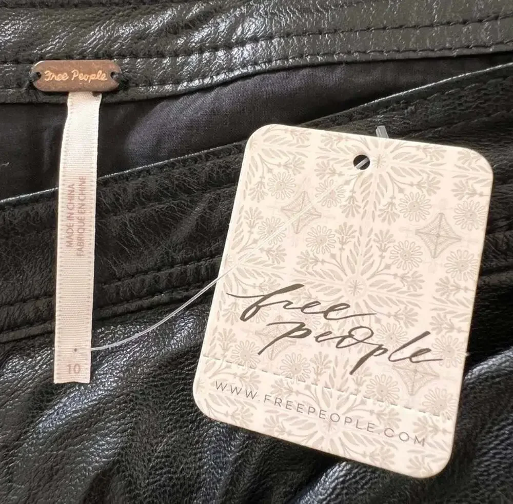NWT Free People Fake Out Faux Leather Wrap Mini Skirt Size 10